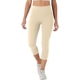 thumbnail image 6 of Lumtrix High Waisted Capri Leggings for Women Tummy Control Soft Yoga Pants Gym Workout Running Leggings with Pockets Beige L, 6 of 6