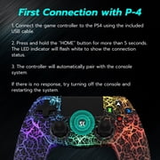 ISHAKO Wireless Controller for P4/Pro/Slim and PC, RGB Game Controller, Black