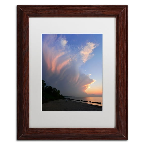 Trademark Fine Art "Developing Sunset Storm" Canvas Art by Kurt Shaffer White Matte, Wood Frame