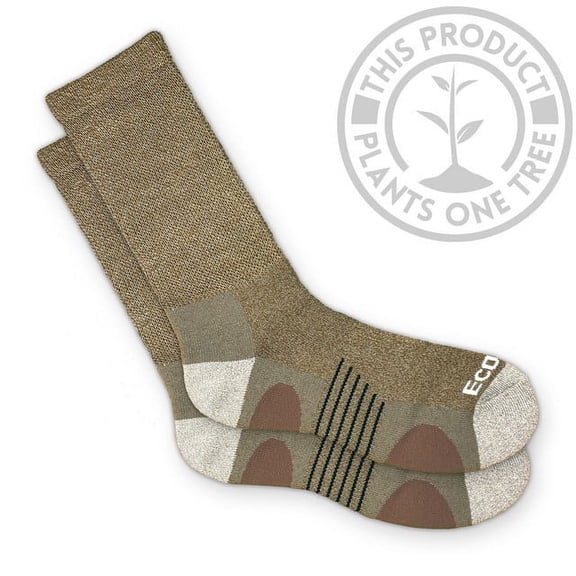 EcoSox Diabetic Non-Binding Bamboo Hiking/Outdoor Crew Socks, Brown, Medium