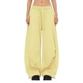 thumbnail image 2 of felwors Womens Barrel Sweatpants Baggy Y2K Drawstring Wide Leg Pants with Pockets Yellow for Size XL, 2 of 9