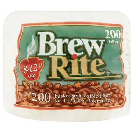 (6 pack) Brew Rite 8-12 Cup Basket Style Coffee Filters, 200