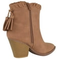 thumbnail image 3 of Forever Women Ankle Western Boots Stacked Block Heels Cowboy Booties Pointed Toe Side Zipper Tassel Accent RIVER-23 Light Brown Tan 10, 3 of 3