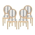 thumbnail image 2 of Noble House Karter Indoor French Fabric Dining Chairs, Set of 4, Dark Blue Stripes, 2 of 10