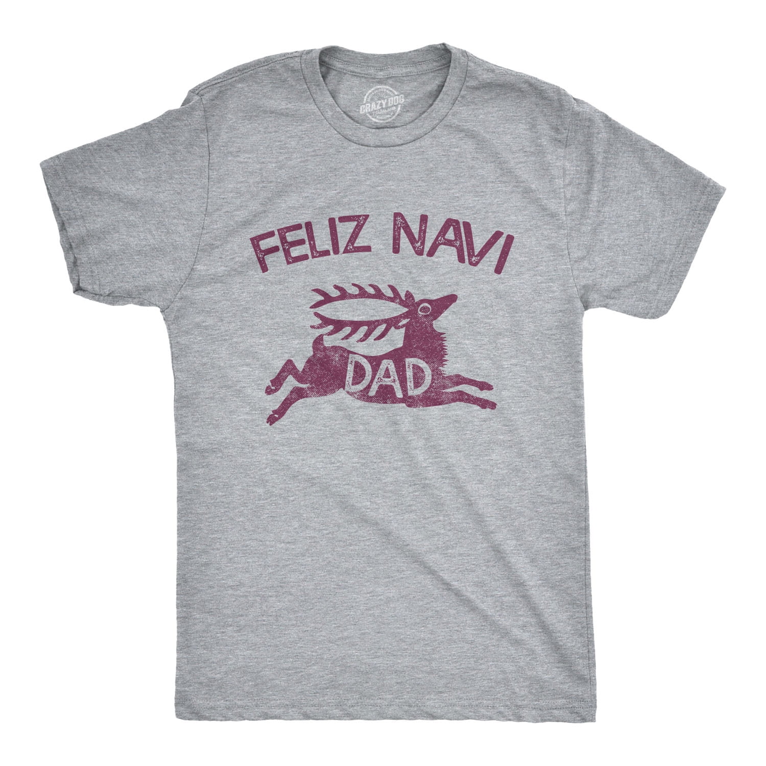 Crazy Dog T-Shirts - Mens Feliz Navidad Tshirt Funny Christmas Reindeer Father Tee Graphic Tees 