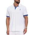 thumbnail image 4 of Men's Pattern Pique Polo Shirt Contrast Color Short Sleeve Golf Polo Shirts M White, 4 of 6