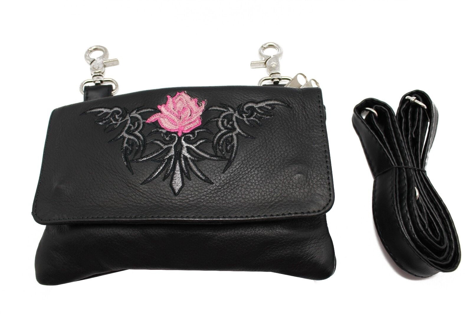 Crossbody Leather Pouch for Women Zipper Hip Belt Bag Clip-on Belt Purse Juzar Tapal Collection