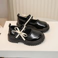 thumbnail image 6 of JAJAHO Girls Dress Shoes Bow Pu Leather School Uniform Shoes Lug Sole Hook And Loop Wedding Party Footwear For Toddlers Kids 18M-8Y, 6 of 6