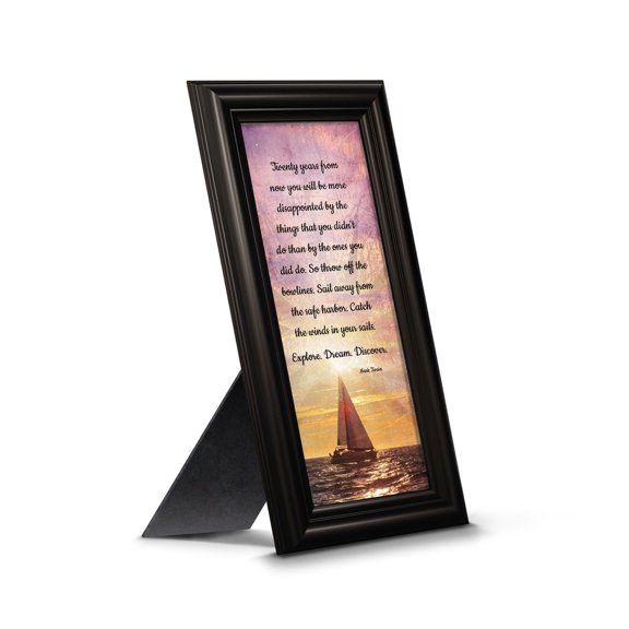 Discovery, Sailing Motivational Wall Art, Graduation Gift Framed Mark Twain Quotes, 7392B