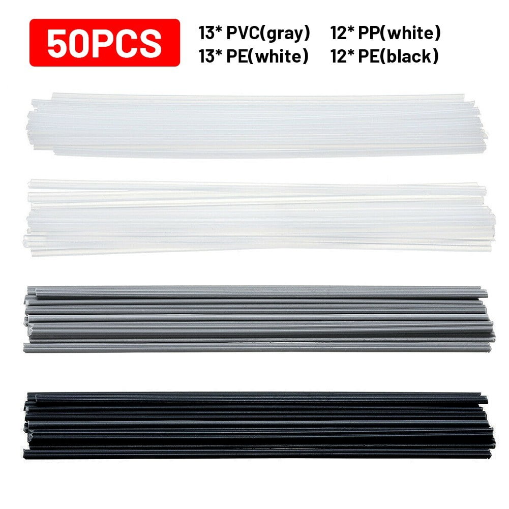 50pcs ABS/PP/PVC/PE Plastic Welding Rods Welder Repair Flat Strips Sticks Set 