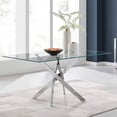 thumbnail image 1 of Heavenly Collection Silver Rectangular Tempered Glass Dining Table with Cross Metal Base for Dining Room or Kitchen, 1 of 6
