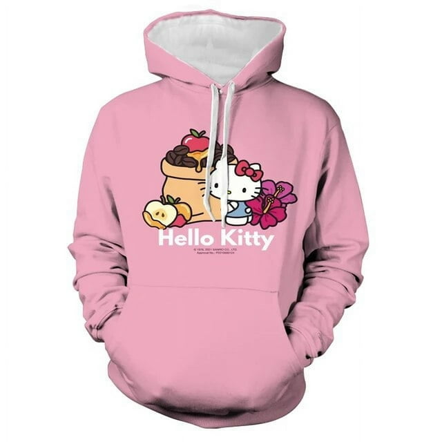 Chandail à Capuchon Kawaii Hello Kitty pour Femmes, Chandail d'Automne Ample, Haut Ample, Chandail Coréen, Mode pour Femmes, Chandail à Capuchon Hello Kitty Anime