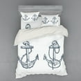 thumbnail image 2 of Ambesonne Anchor Bedding Set 3 Pcs, Vintage Sketch of Anchor, Twin, Dark Teal White, 2 of 3