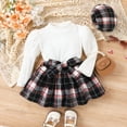thumbnail image 3 of Okbabeha Fall Toddler Little Girl Clothes 2T 3T 4T 5T 6T Long Sleeve Sweater Shirts+Plaid Skirt Dress Hat Winter Outfits Set, 3 of 8