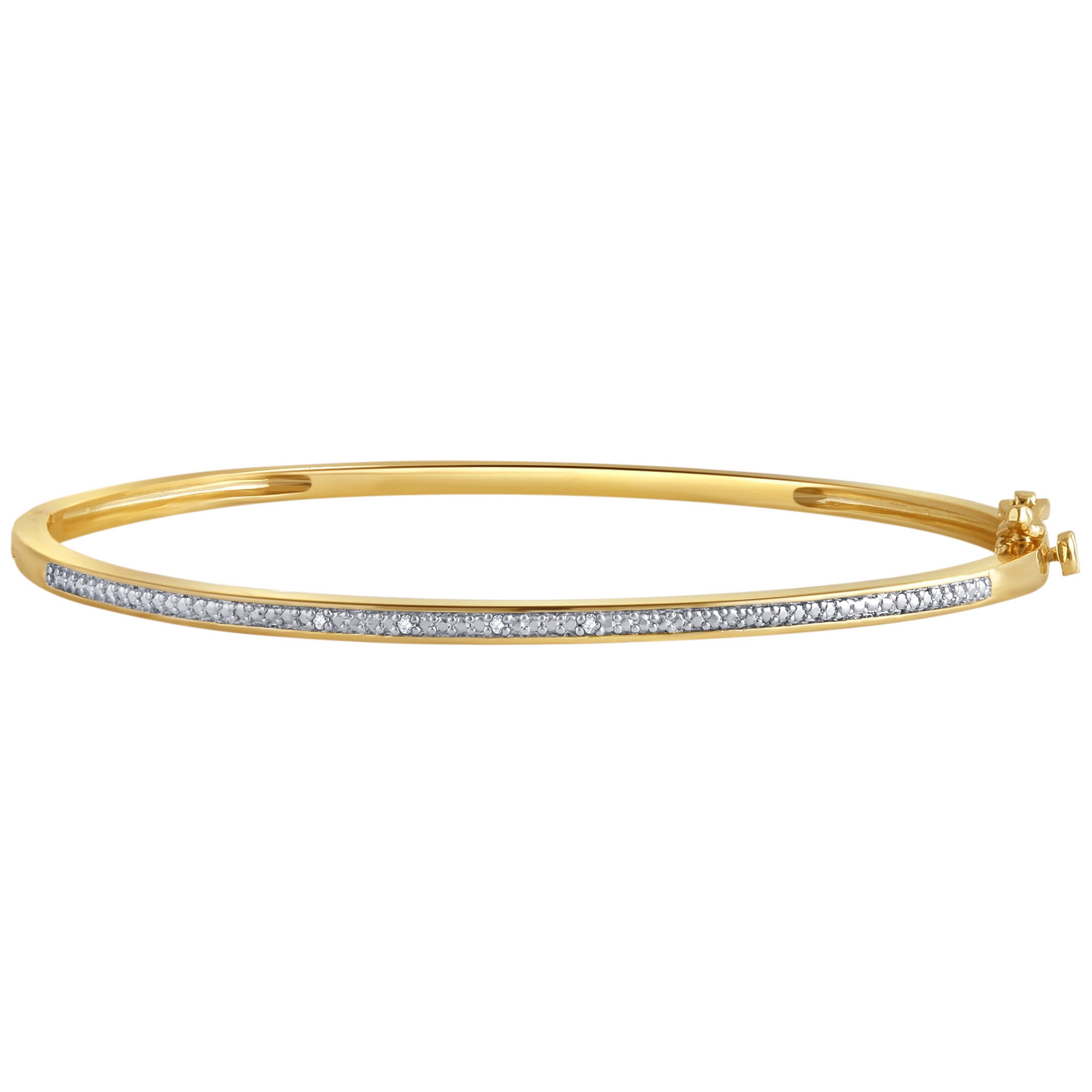 Arista Diamond Accent Silvertone and 14K Gold over Brass Fashion 3-Bangle Set.