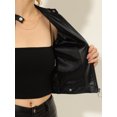 thumbnail image 5 of INSPIRE CHIC Women's Faux Leather Jackets Fashion Front Zip Up Short Moto Biker Coat Black XS, 5 of 6