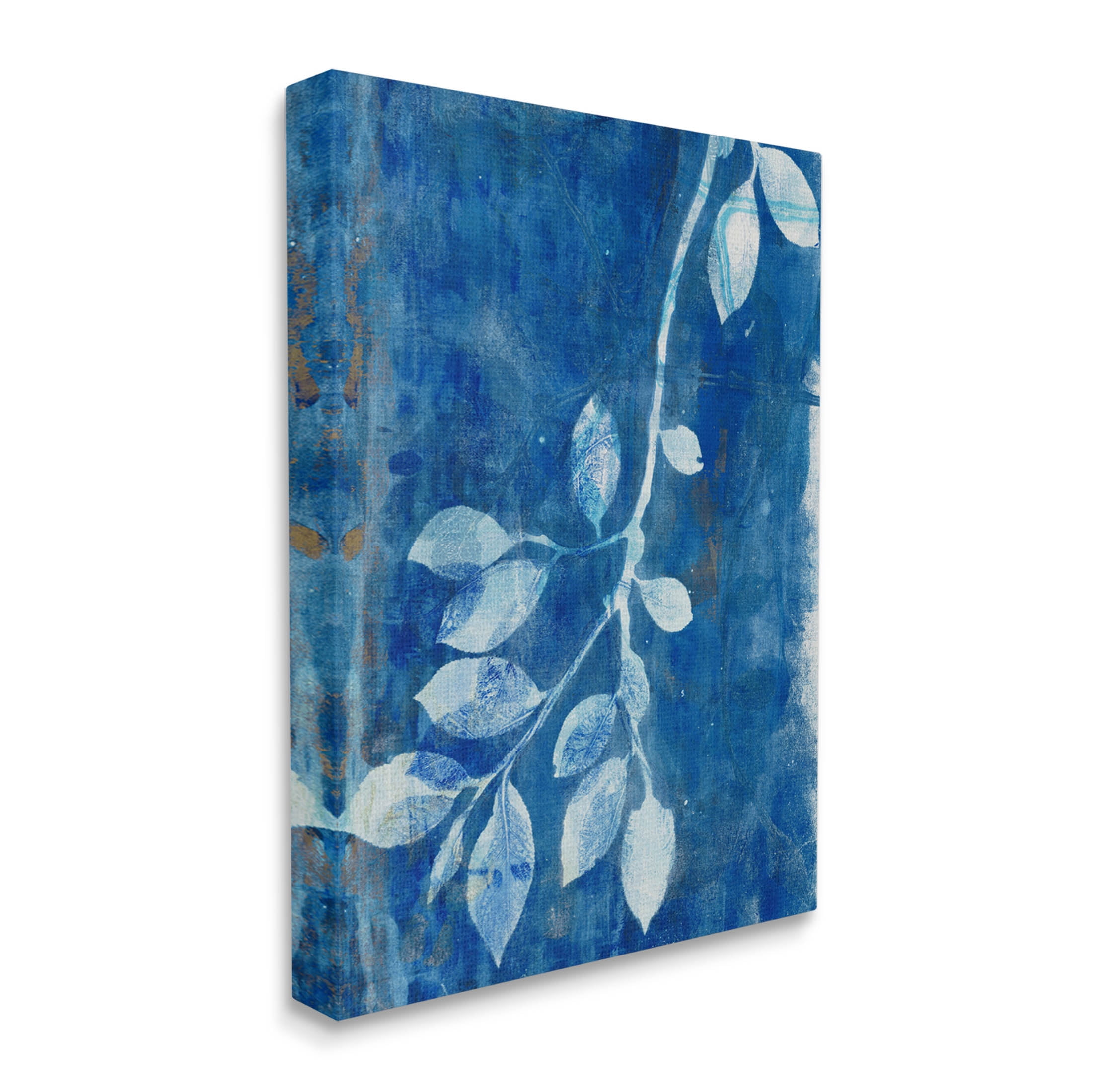 Stupell Industries Blue Botanical Leaves Graphic Art Gallery Wrapped Canvas Print Wall Art, Design by Liz St. Andre