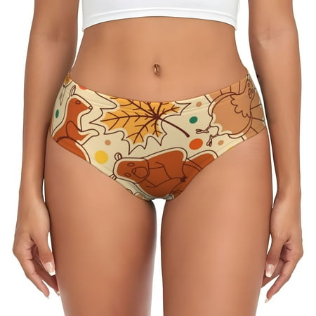 Sikiie Autumn Animal Maple Leaves Women s High Waisted Cotton Underwear Soft Breathable Panties Stretch Briefs Seamless Ladies Panties-Small