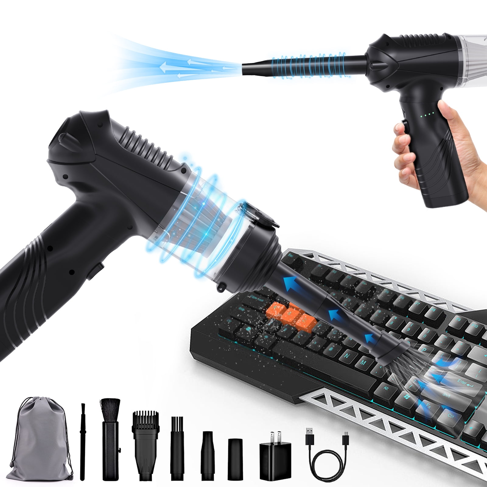 Compressed Air Duster, Electric Air Duster Keyboard Cleaning,3Gear to