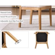 Guyou Farmhouse Rattan Dining Chairs Set of 2, Modern Wooden Kitchen Chairs with Cane Back, Chenille Upholstered Dining Room Chairs, Boho Wicker Woven Dining Side Chairs for Dining Room, White