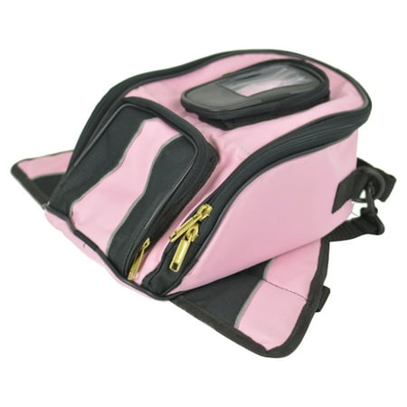 Two Tone Pink Magnetic Tank Bag with Reflective Piping by Vance