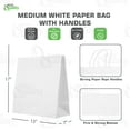 thumbnail image 2 of [50 COUNT] 13x7x17 inches Large White Kraft Paper Bags with Handles, Shopping, Gift Bags, Party, Retail, Merchandise, Lunch Bags, Grocery Bags, Strong, Reusable, Durable, Ecofriendly by EcoQuality, 2 of 6