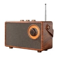 thumbnail image 1 of Radio FM retro portátil de madera con Bluetooth, altavoz de graves, manos libres, reproductor MP3, compatible con USB/tarjeta TF/AUX., 1 of 5