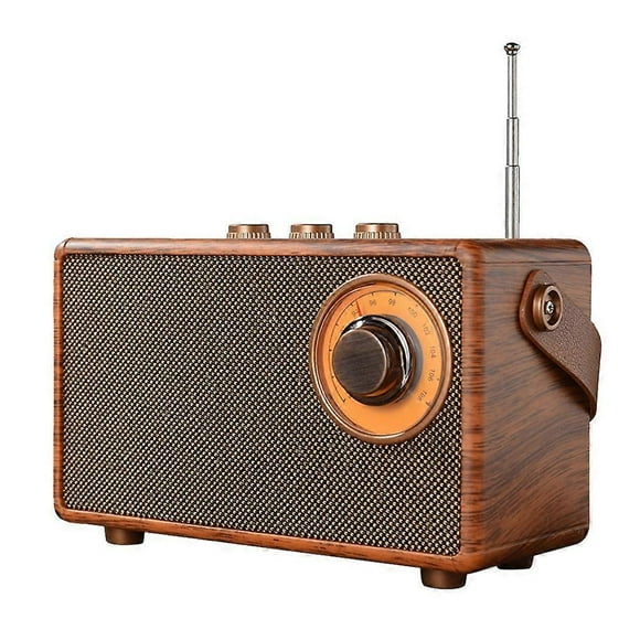 Retro FM Radio Portable Wooden Bluetooth Radio Bass Speaker Handsfree MP3 Player Support USB/TF Card/AUX Play