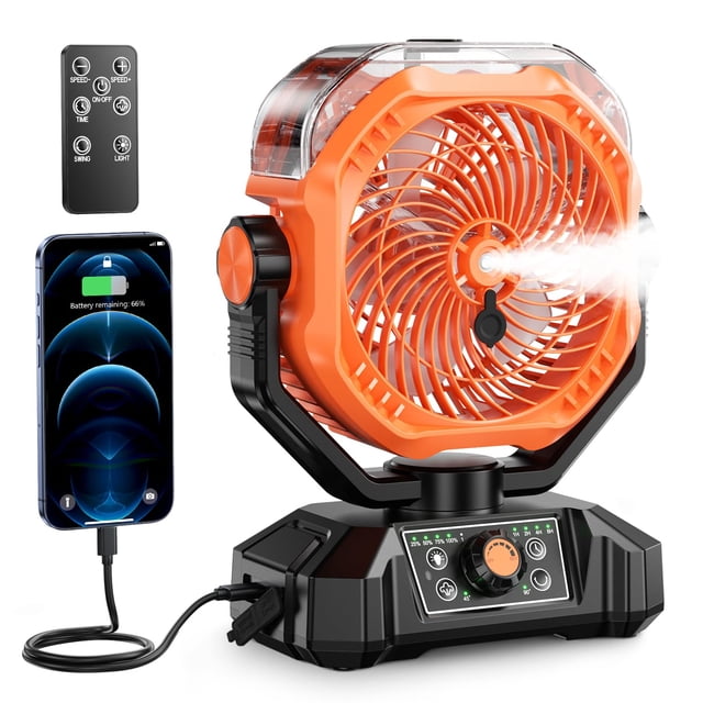 Ventilador portátil ColdSky 8136C, tanque de agua de 360 ml, cargador USB