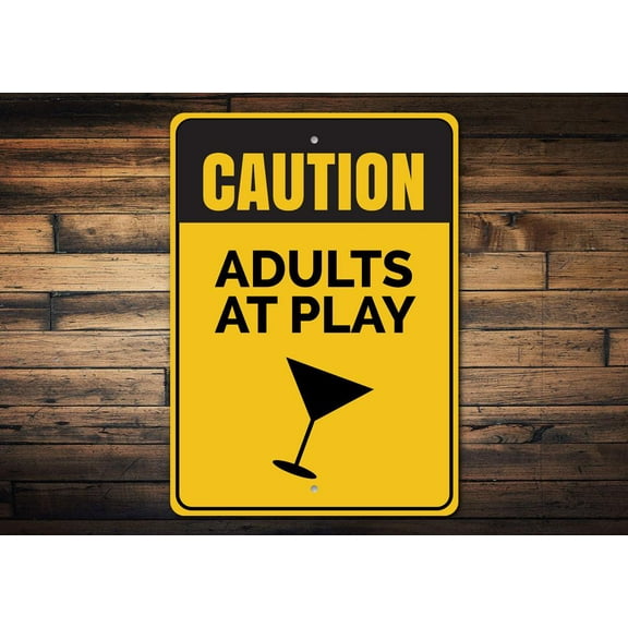 Adults at Play Novelty Sign, Metal Wall Decor - 10x14 inches