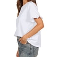 thumbnail image 6 of Liher Women Short Sleeve Casual T Shirts Summer Ruffle Plain Round Neck Loose Fit Tee Blouse Tops White XL, 6 of 8