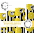 thumbnail image 4 of Fsddascl Yellow Summer Lemon Blackout Curtains for Bedroom/Living Room, Thermal Insulated Kitchen Curtains, Black Stripe Farmhouse Botanical Grommet Darkening Window Treatment Drapes 52"x84"x2, 4 of 6