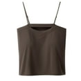 thumbnail image 3 of Jinhomg Womens Camisoles with Built in Bra Plus Size Spaghetti Strap Tanks Tops Casual Solid Color Summer Flowy Cami Shirts Coffee XXL, 3 of 4