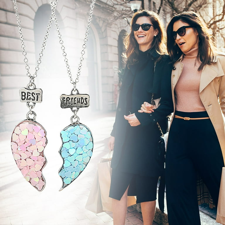 YUEHAO Necklaces Pendants Be st Friend Necklaces For 2 Girls Couple BFF Necklaces Friendship Gifts Graduation Gifts Lon g Distance Gift As Shown Walmart