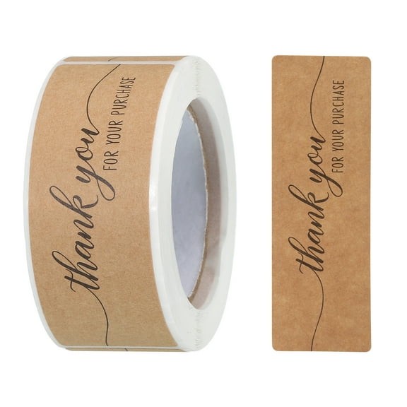 Uxcell Thank You for Your Purchase Stickers 1x3 Inch 1 Roll Adhesive Rectangle Gift Seal Labels DIY, 120 Count/Roll