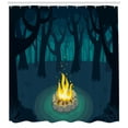 thumbnail image 3 of Ambesonne Happy Camper Shower Curtain, Camp Woods Night Art, 69"Wx84"L, Dark Violet Blue Teal, 3 of 3