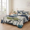 thumbnail image 2 of King Quilt Set 96''x106'', Navy Blue Green Floral Lightweight Summer Bedspread Coverlet Set with 2 Pillow Shams, Vintage Botanical Leaves Breathable All Season Quilt Bedding for Bedroom/Guest Room, 2 of 9
