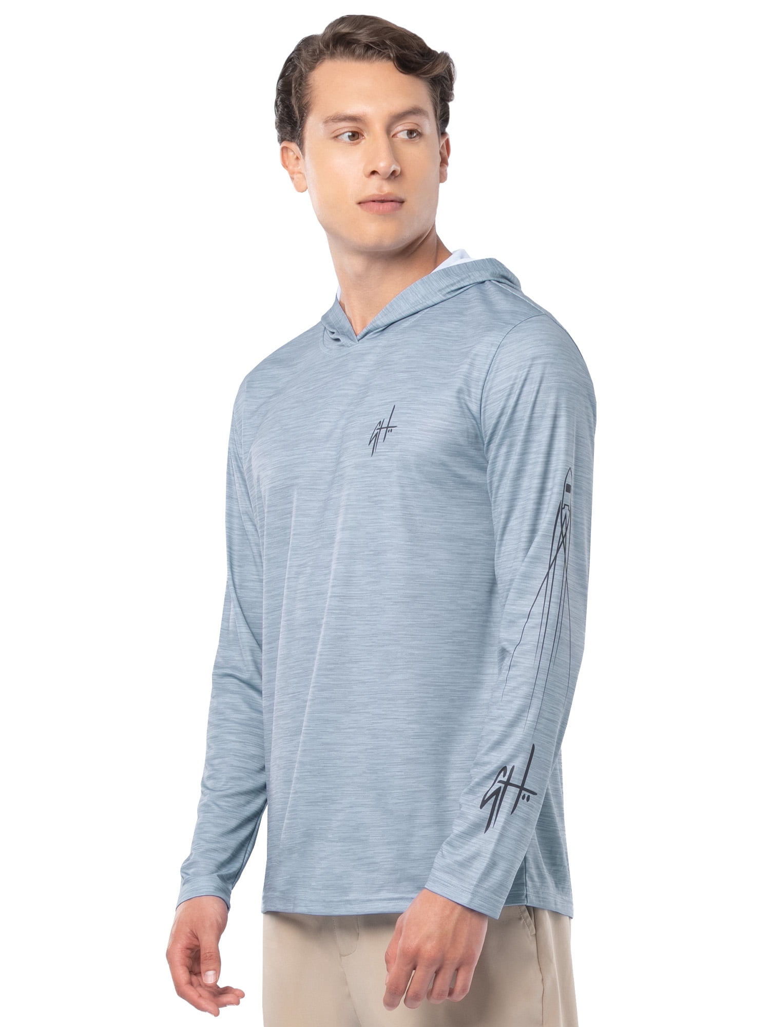 GH BY GUY HARVEY Men's Long Sleeve Sun Protection Bass at Dusk Hoodie