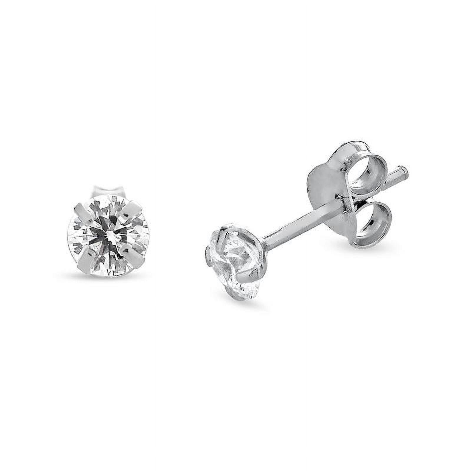 Sterling Silver Cubic Zirconia Ball Stud And Crawler Earrings Set