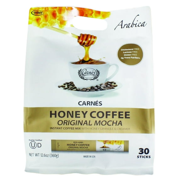 CARNES Premium Instant Coffee Mix with Honey Powder (Original Mocha, 30 Count)