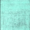 thumbnail image 1 of Ahgly Company Machine Washable Indoor Square Solid Turquoise Blue Modern Area Rugs, 5' Square, 1 of 4