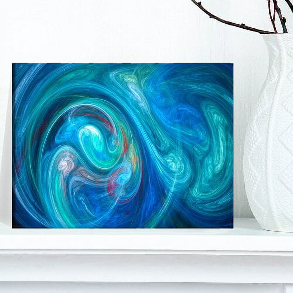 Designart 'Dark Blue Fractal Abstract Texture ' Oversized Abstract Canvas Wall Art