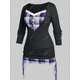 thumbnail image 2 of Camiseta Estampado a Cuadros Tamaño Plus Rosegal Camisetas tallas grandes, 2 of 5
