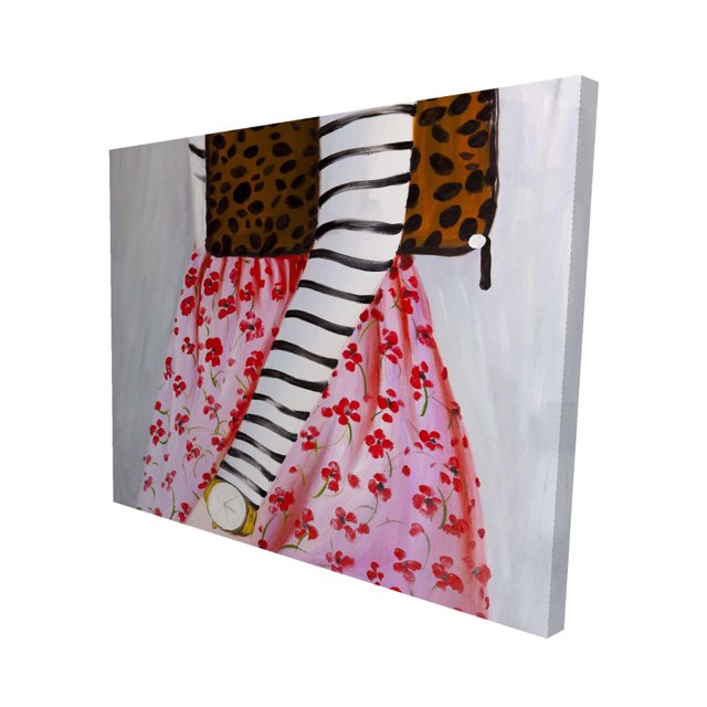 Femme à la Mode avec un Sac Léopard - Toile 16"x20 Pouces - Impression à la Demande