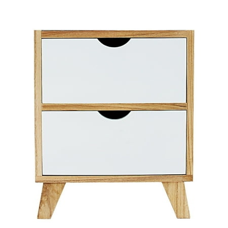 Quarter Sawn Oak Tables DL furniture-White / Ash Oak Finish Side End Table Nighstand with Two Drawer 17