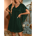 thumbnail image 4 of Vestido Brillante para Mujer, con Mangas Murciélago, para Cóctel y Club. Verde S, 4 of 7