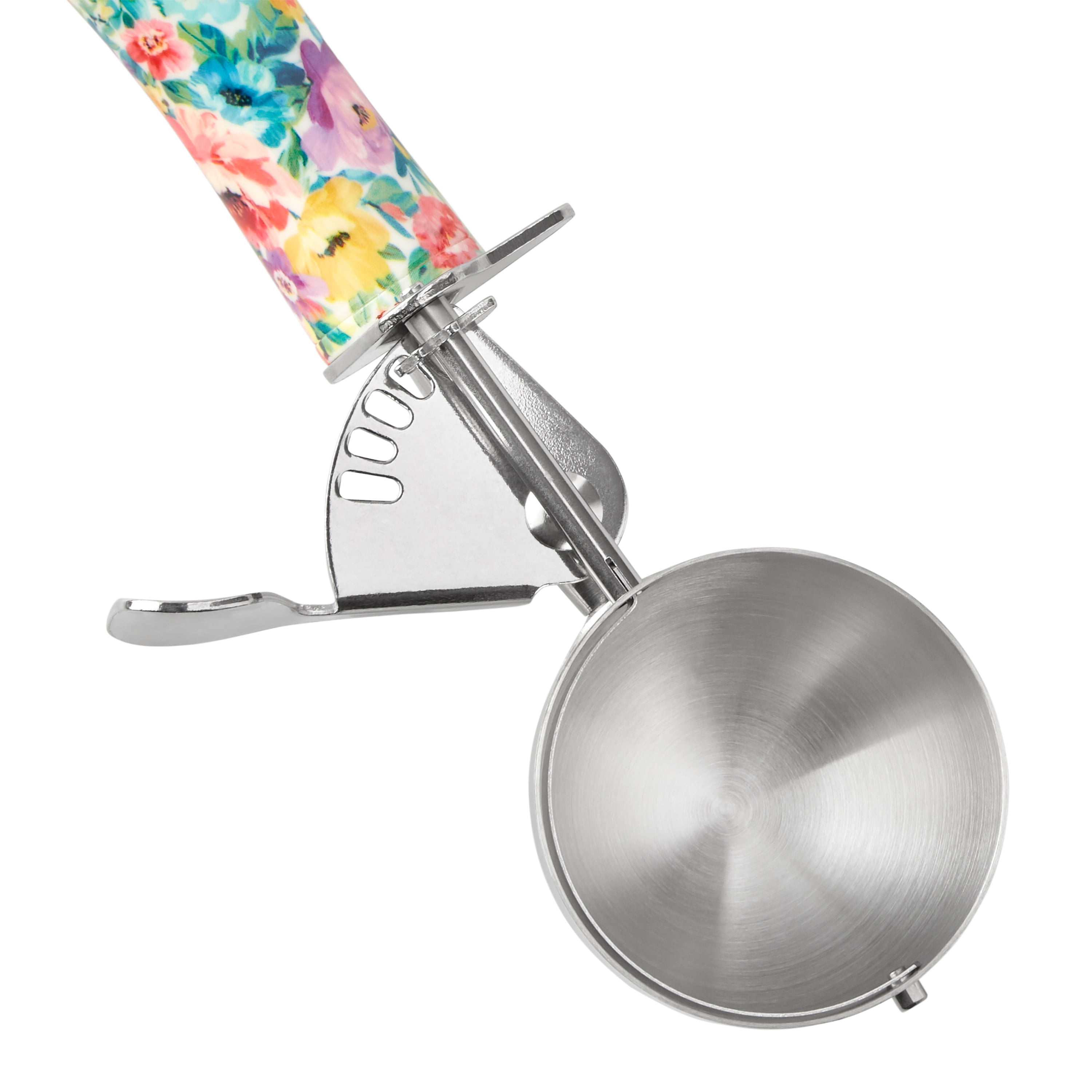 The Pioneer Woman Sweet Romance Stainless Steel Trigger Ice Cream Scoop with Decorative Handle