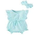 thumbnail image 1 of MesaSe Baby Romper Hair Band Set Infant‘s Fly Ruffled Sleeve Jumpsuit, 1 of 5