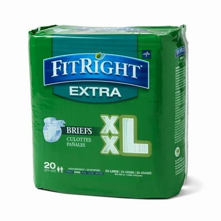 Medline Fitted Briefs - Medline FitRight Extra Briefs, XX Large, 60