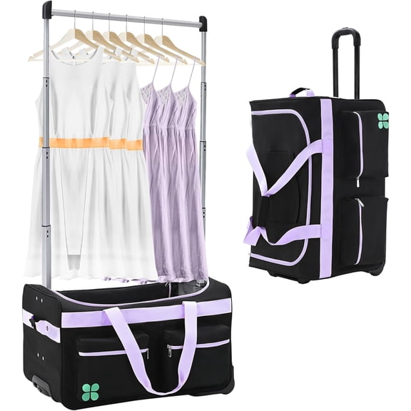 Lilypelle Dance Bag With Garment Rack, 27" Dance Garment Bags Collapsible Costume Rolling Duffel Bag with Wheels, Dance Travel Bag for Competition, Shows, Performances